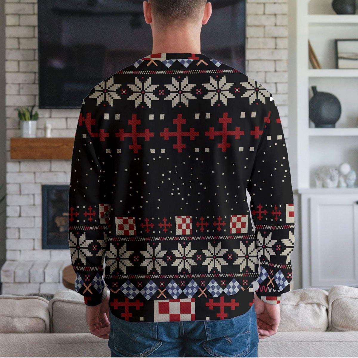 Motocross Ugly Christmas Sweater, Funny Dirt Bike Motorcycle Design
