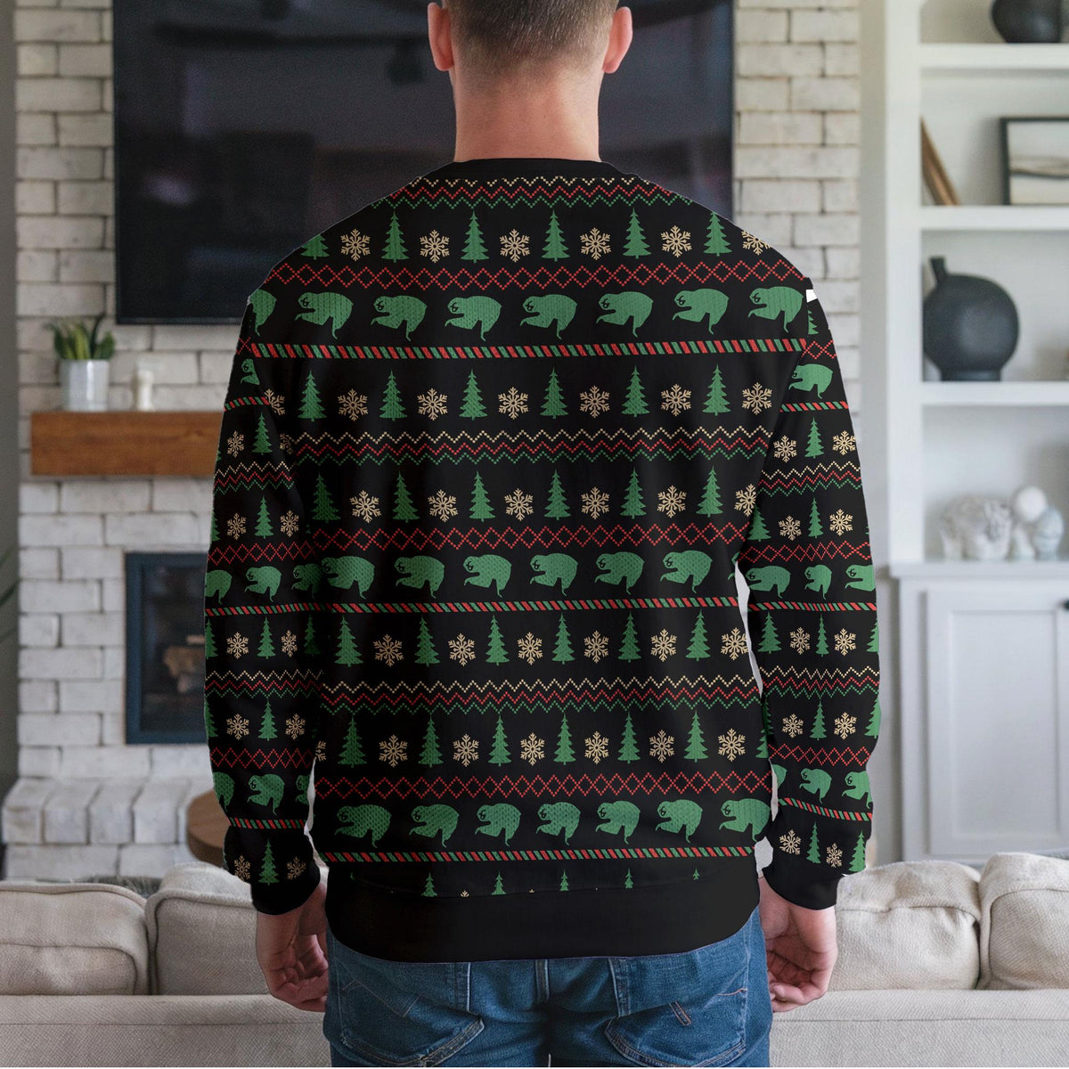 Santa Sleigh Ugly Christmas Sweater, Funny Holiday Design