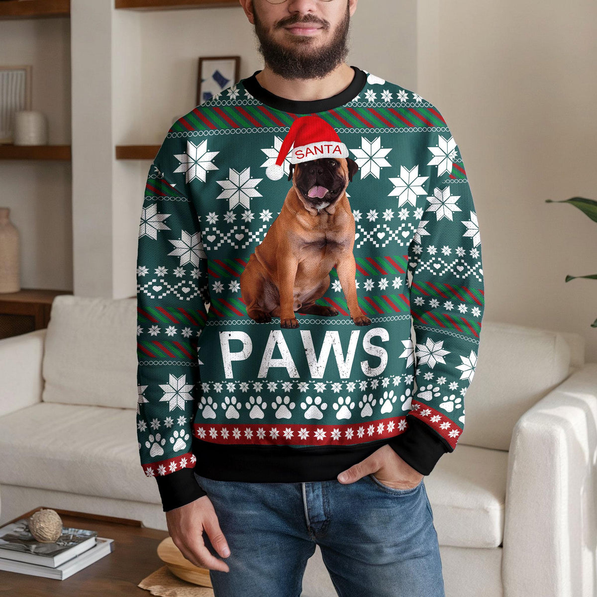 Personalized Dog Photo Ugly Christmas Sweater, Custom Dog Name Design