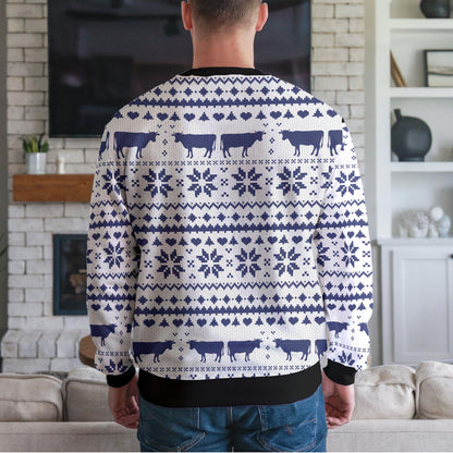 Christmas Cow Ugly Christmas Sweater, Santa Hat Farm Animal Design
