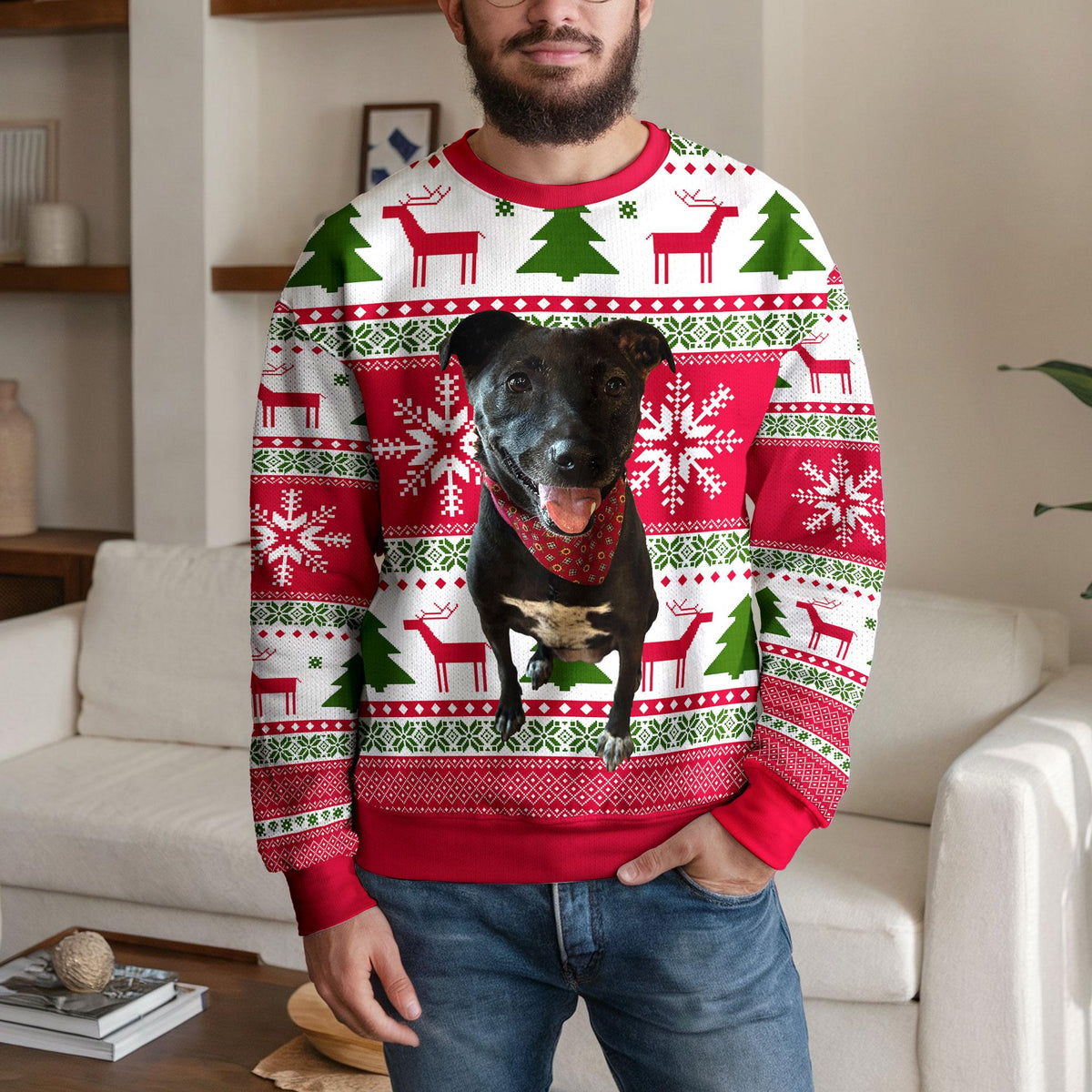 Personalized Dog Photo Ugly Christmas Sweater, Custom Dog Name Design