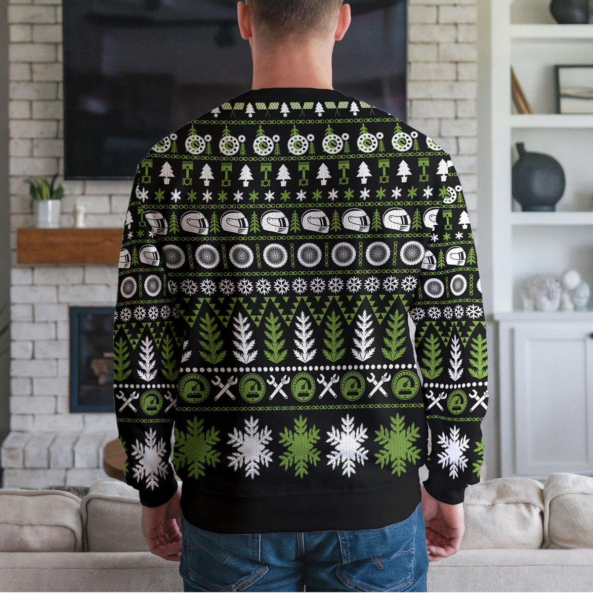 Motocross Ugly Christmas Sweater, Funny Dirt Bike Motorcycle Design