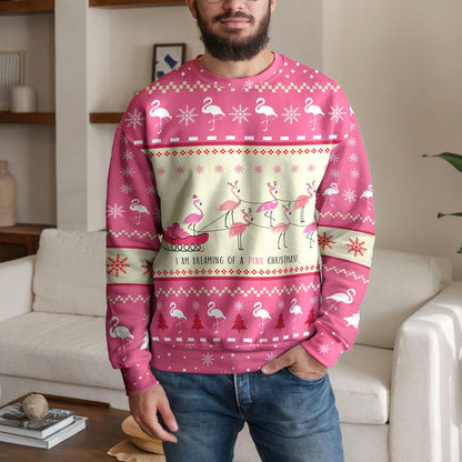 Pink Flamingo Ugly Christmas Sweater, Funny Pink Holiday Design