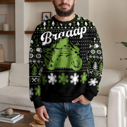 Motorcycle Ugly Christmas Sweater, Funny Biker Holiday Design