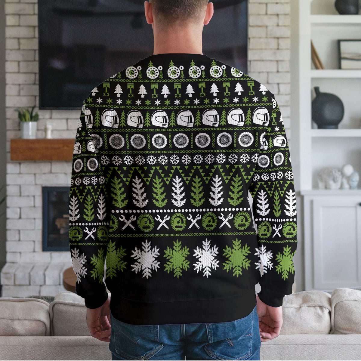 Motorcycle Ugly Christmas Sweater, Funny Biker Holiday Design