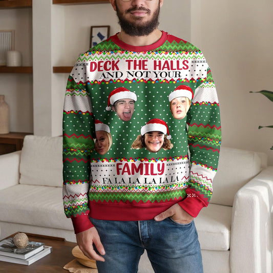 Personalized Family Photo Ugly Christmas Sweater, Custom Face Holiday Design