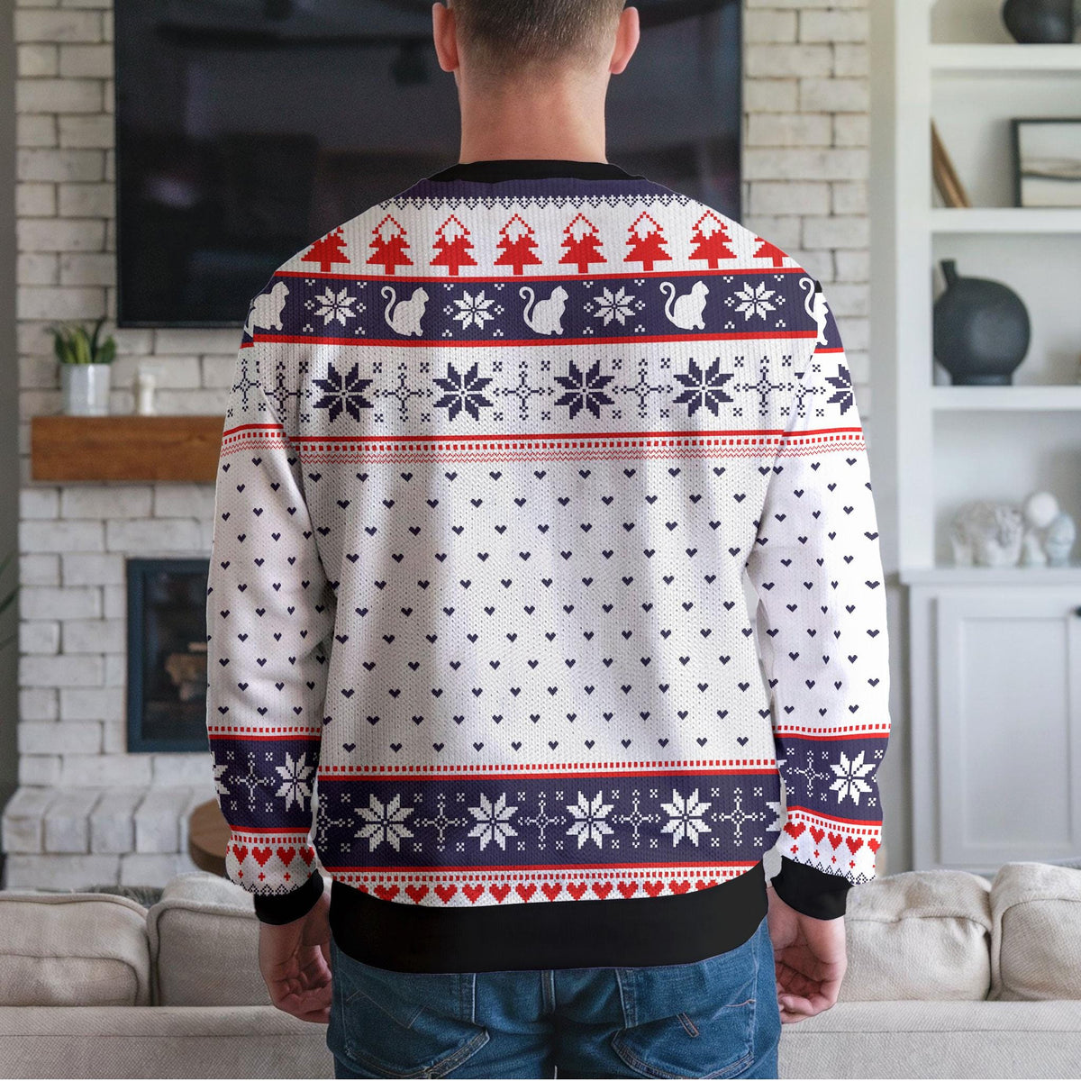 Personalized Cat Photo Ugly Christmas Sweater, Custom Cat Face Design