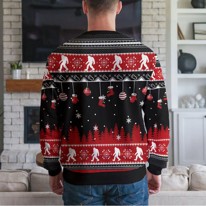 Bigfoot Ugly Christmas Sweater, Funny Cryptid Holiday Party Design