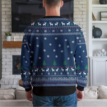 Hockey Ugly Christmas Sweater, Funny Santa Ice Hockey Design