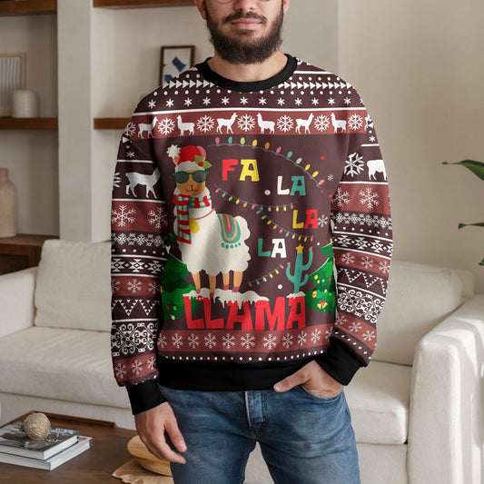 Fa La La Llama Ugly Christmas Sweater, Cute Funny Holiday Design