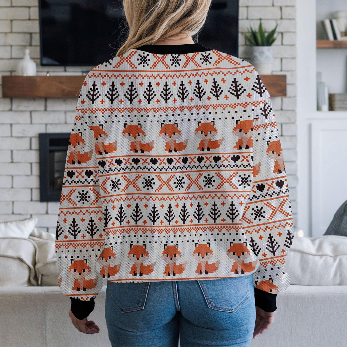 Fox Ugly Christmas Sweater, Cute Woodland Animal Retro Design