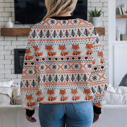 Fox Ugly Christmas Sweater, Cute Woodland Animal Retro Design