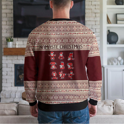 Yoga Santa Ugly Christmas Sweater, Funny Meditation And Zen Design