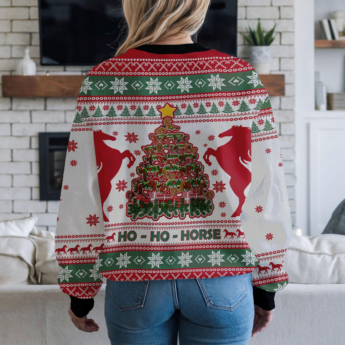 Horse Ugly Christmas Sweater, Funny Equestrian Holiday Design