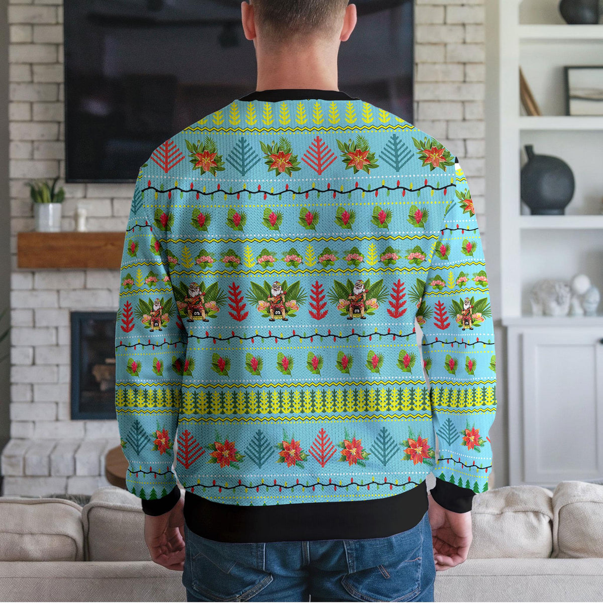 Hockey Ugly Christmas Sweater, Funny Santa Ice Hockey Design