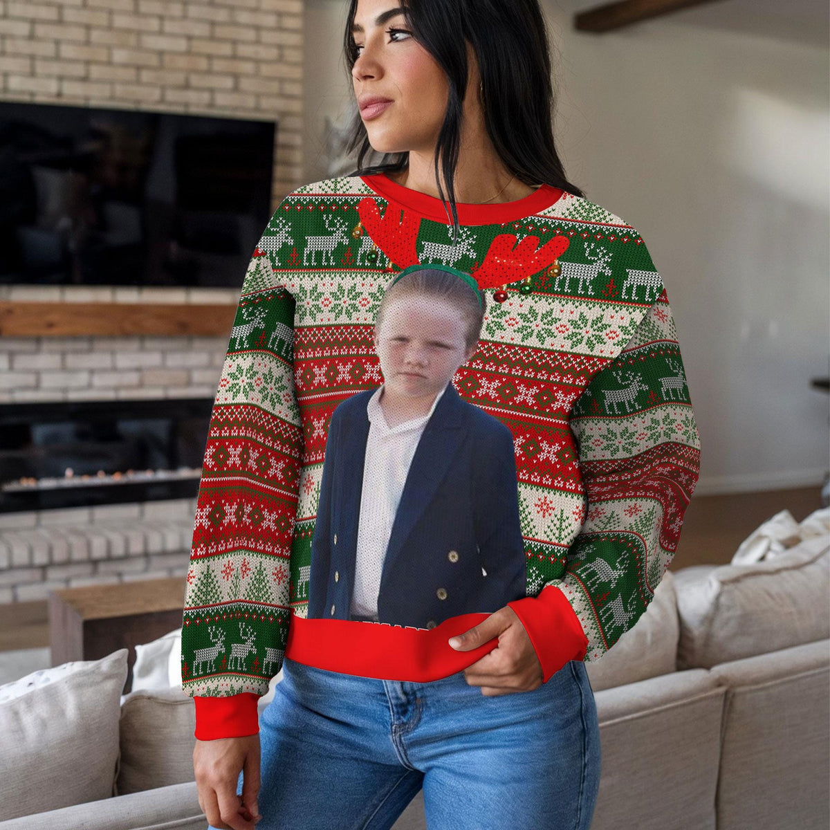 Personalized Family Photo Ugly Christmas Sweater, Custom Face Design