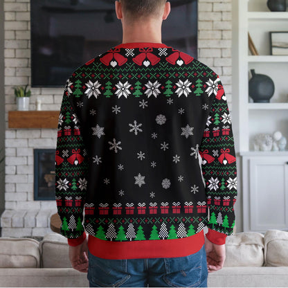 Hockey Ugly Christmas Sweater, Funny Santa Ice Hockey Design