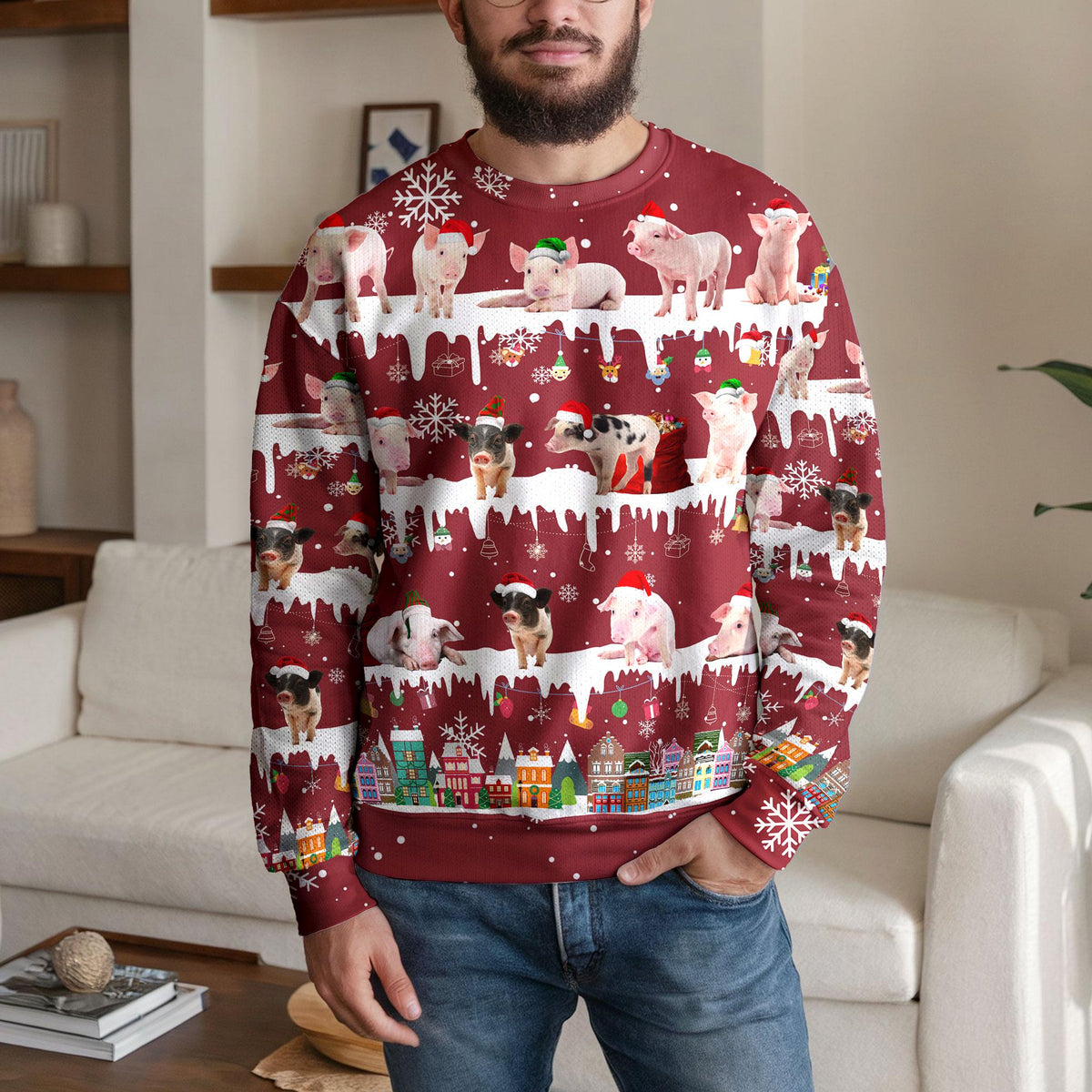 Pig Ugly Christmas Sweater, Cute Funny Farm Animal Design