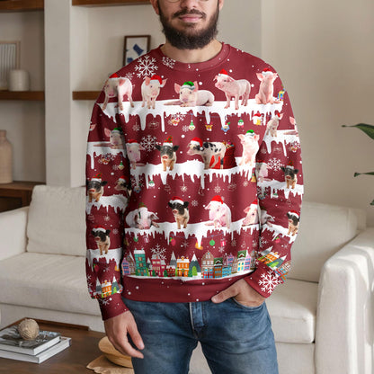 Pig Ugly Christmas Sweater, Cute Funny Farm Animal Design