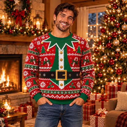 Elf Ugly Christmas Sweater, Funny Festive Holiday Pullover