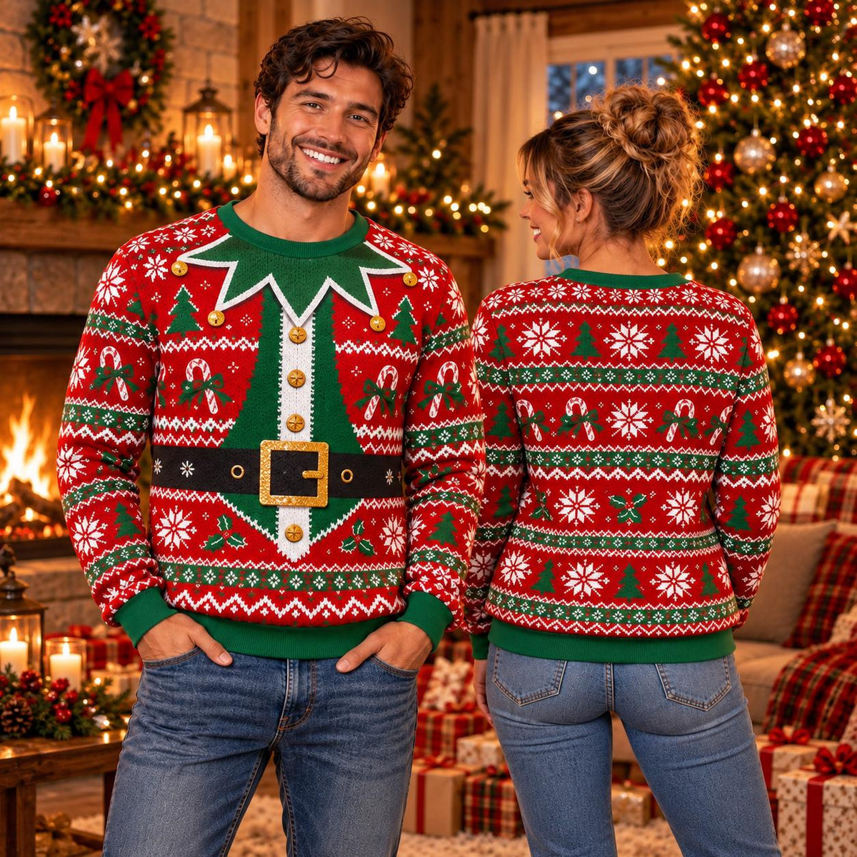 Elf Ugly Christmas Sweater, Funny Festive Holiday Pullover