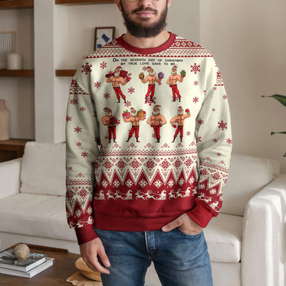 Hockey Ugly Christmas Sweater, Funny Santa Ice Hockey Design
