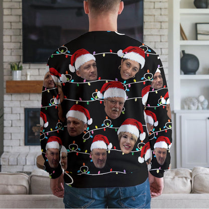 Personalized Face Ugly Christmas Sweater, Custom Photo Santa Hat Family Design