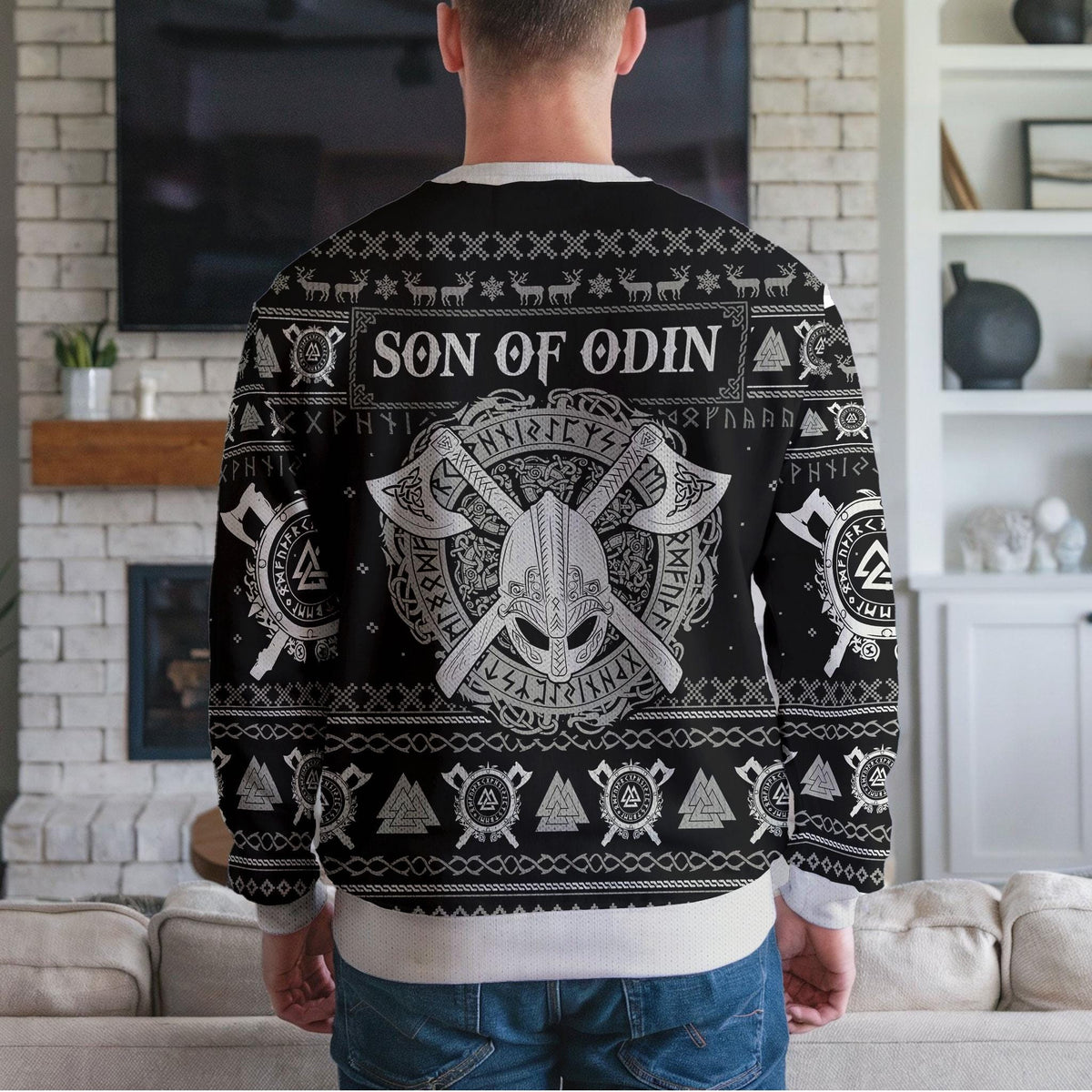 Viking Warrior Ugly Christmas Sweater, Nordic Holiday Design