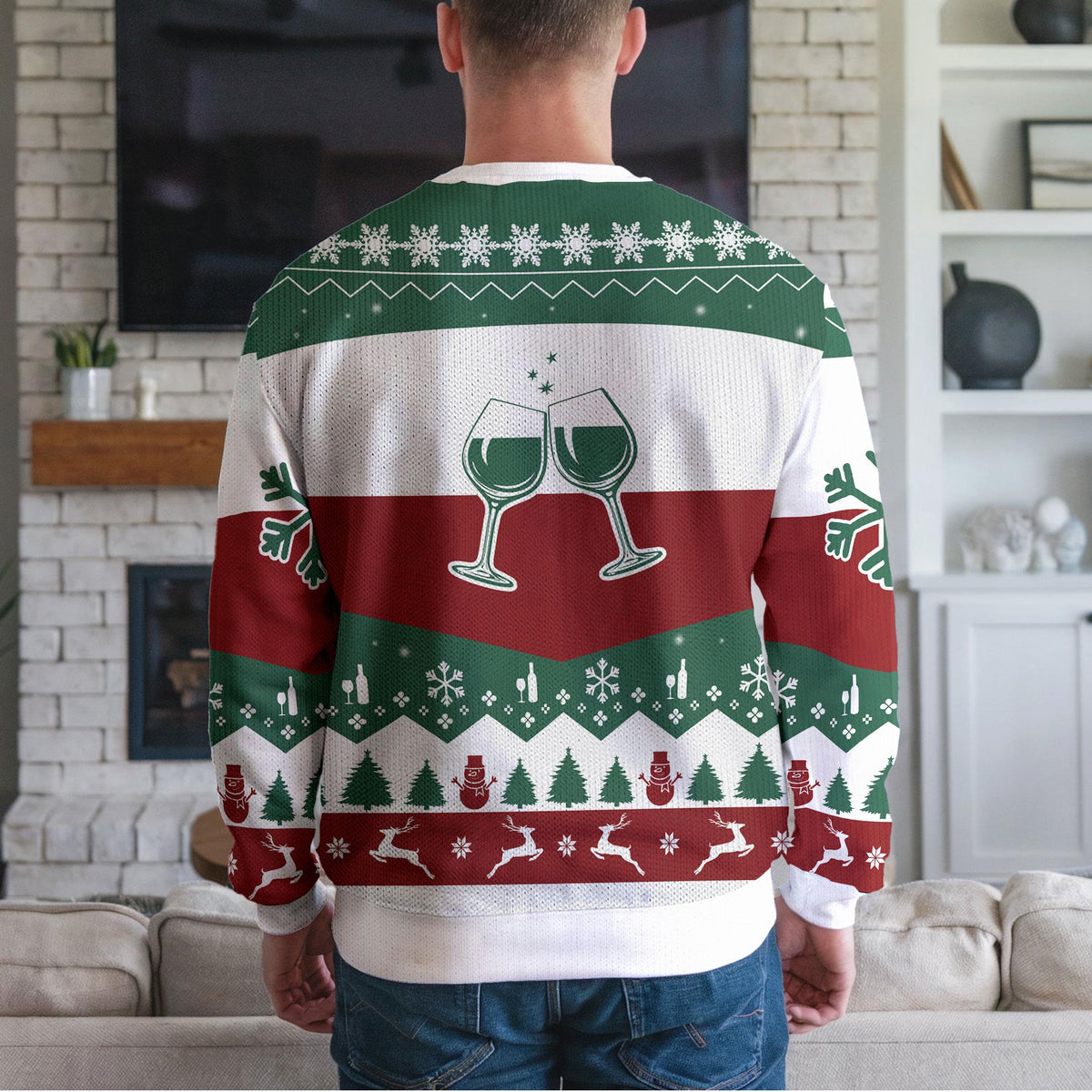 Funny Wine Ugly Christmas Sweater, Holiday Drinking Design For Wine Lovers