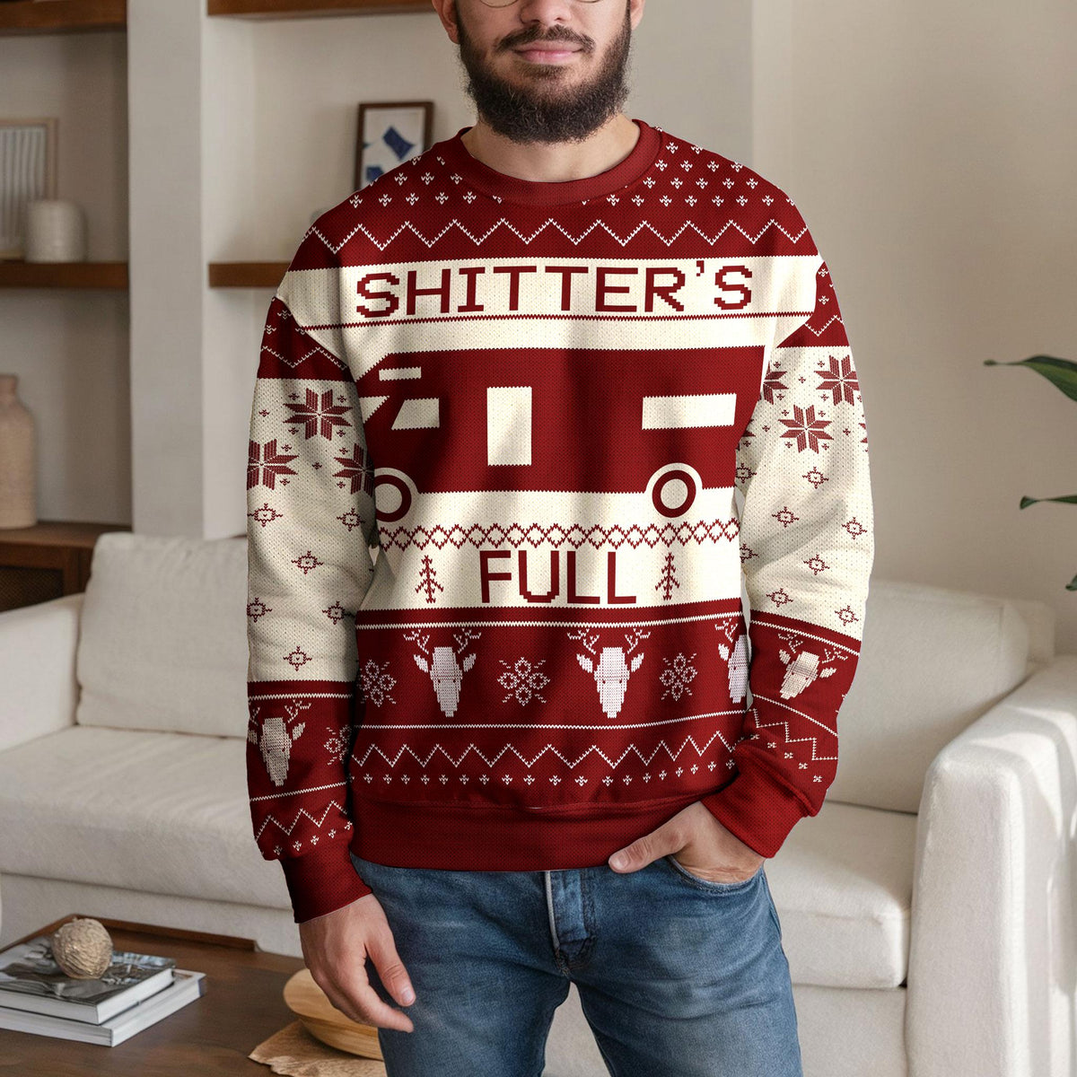 Funny Rv Ugly Christmas Sweater, Camper And Camping Holiday Design