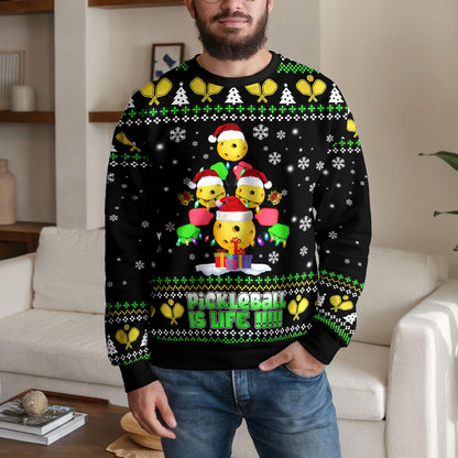 Pickleball Ugly Christmas Sweater, Funny Santa Pickleball Design