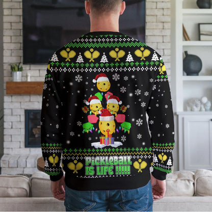 Pickleball Ugly Christmas Sweater, Funny Santa Pickleball Design