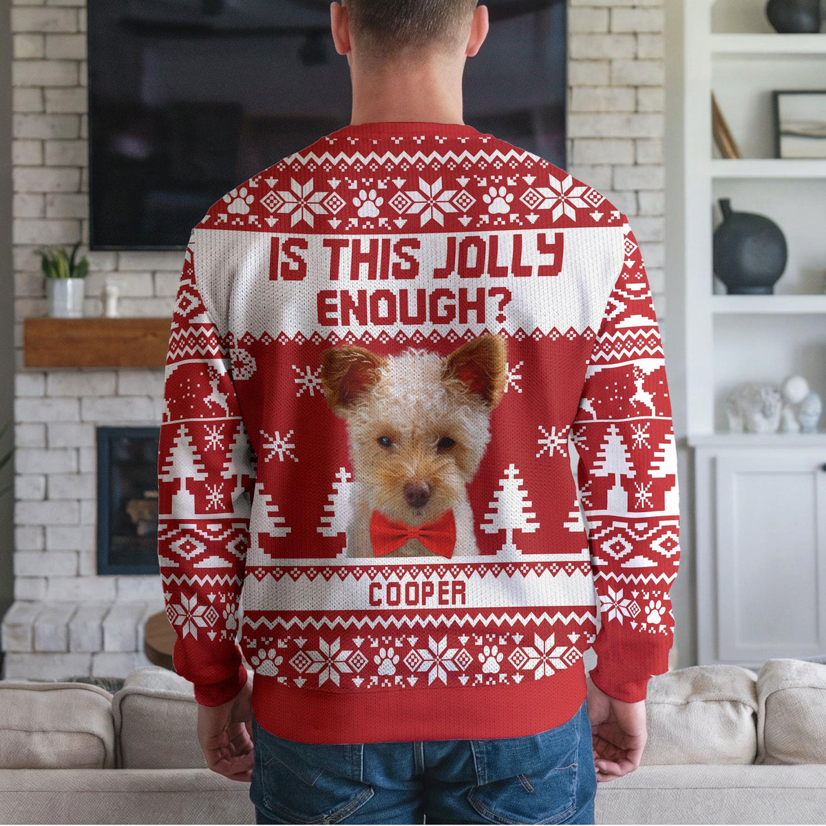 Personalized Dog Photo Ugly Christmas Sweater, Custom Funny Jolly Dog Design