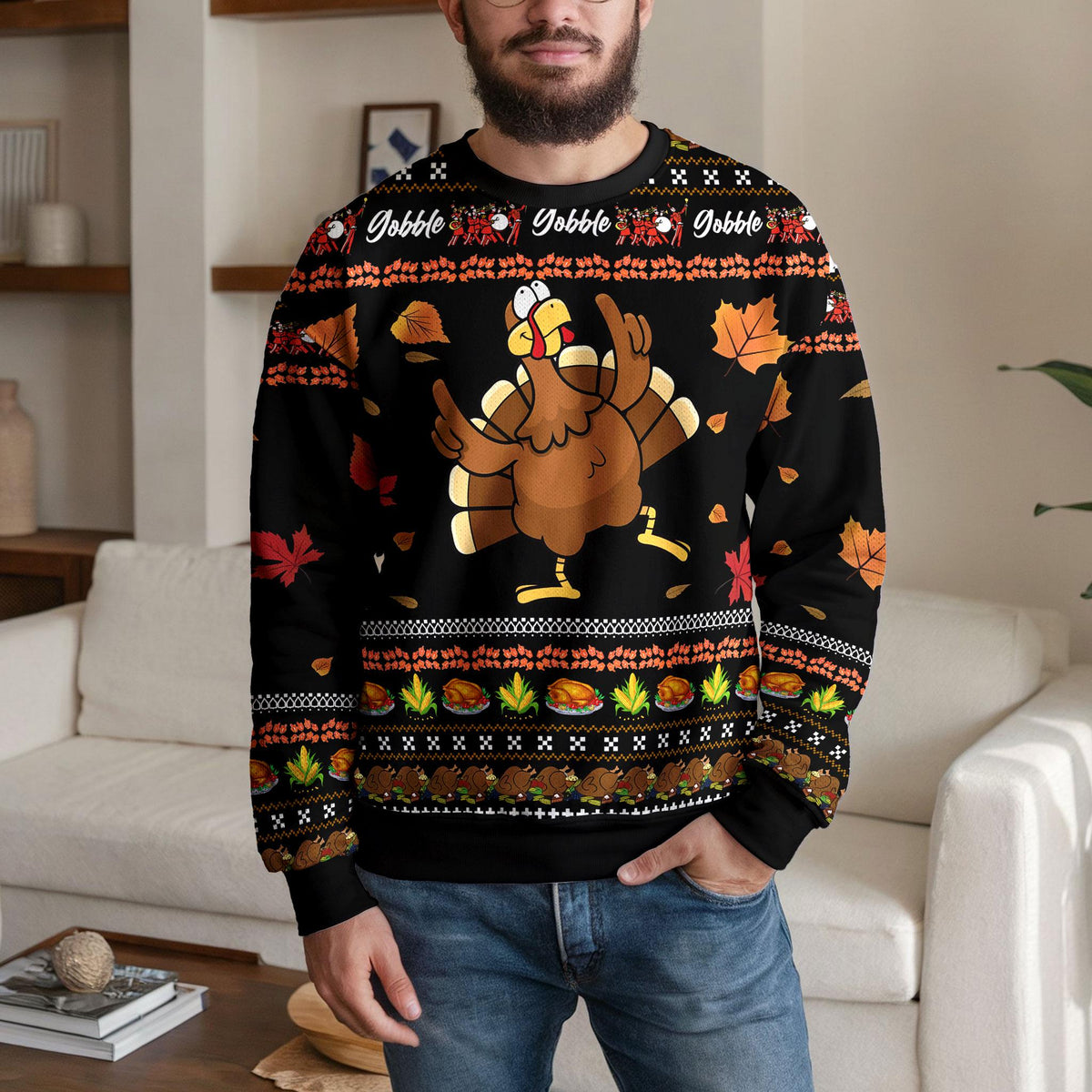 Turkey Ugly Christmas Sweater, Funny Gobble Holiday Design