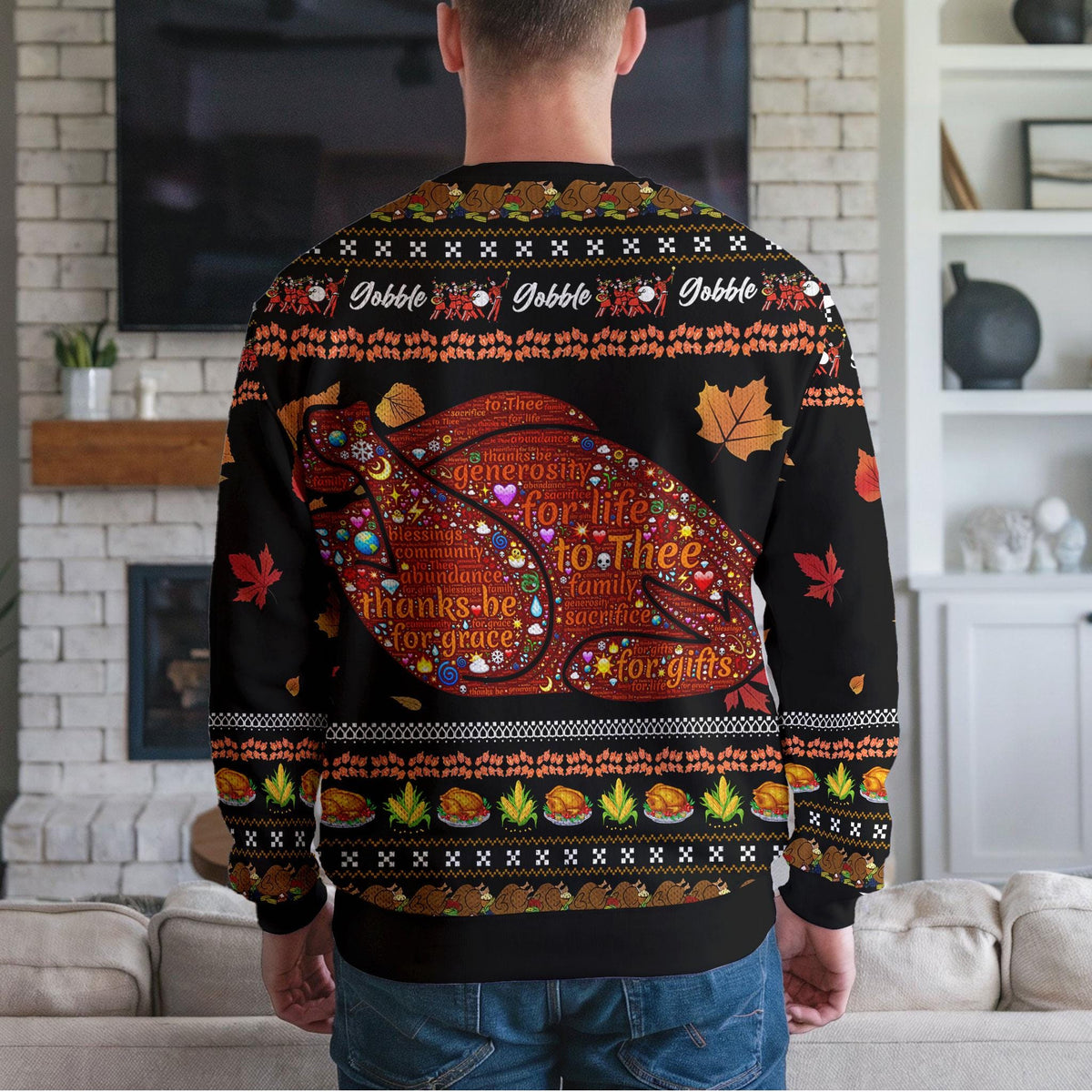 Turkey Ugly Christmas Sweater, Funny Gobble Holiday Design