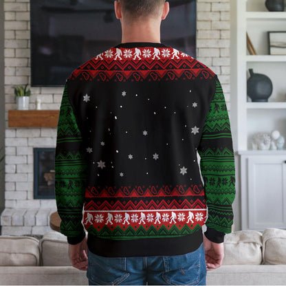 Bigfoot Ugly Christmas Sweater, Sasquatch Christmas Lights Design