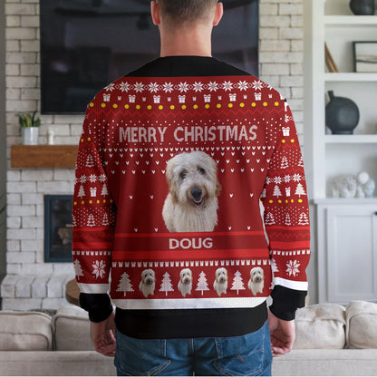 Personalized Dog Photo Ugly Christmas Sweater, Custom Dog Name Design