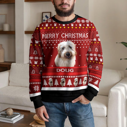 Personalized Dog Photo Ugly Christmas Sweater, Custom Dog Name Design