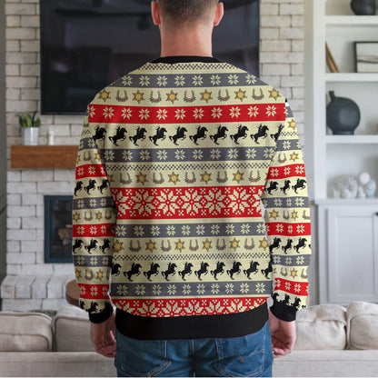 Barrel Racing Ugly Christmas Sweater, Cowgirl Western Horse Design