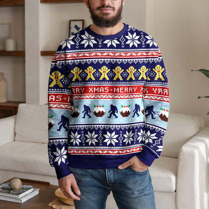 Bigfoot Gingerbread Ugly Christmas Sweater, Funny Sasquatch Design