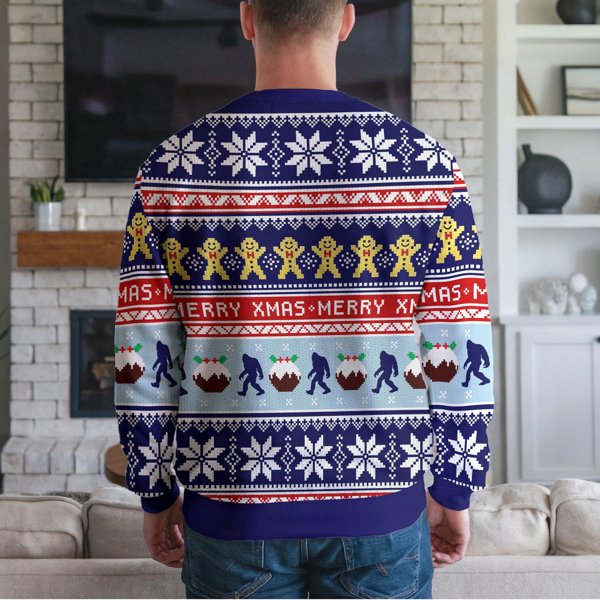 Bigfoot Gingerbread Ugly Christmas Sweater, Funny Sasquatch Design