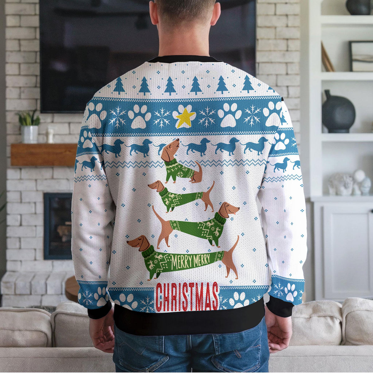 Dachshund Ugly Christmas Sweater, Funny Wiener Dog Holiday Design