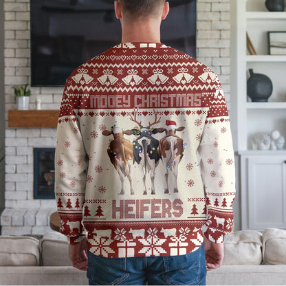 Moody Christmas Cow Ugly Christmas Sweater, Funny Farm Animal Design