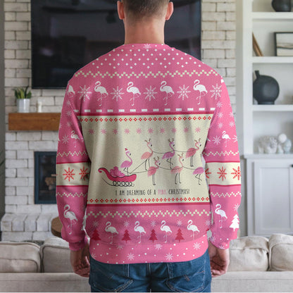 Pink Flamingo Ugly Christmas Sweater, Funny Pink Holiday Design