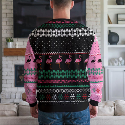 Pink Flamingo Ugly Christmas Sweater, Funny Pink Holiday Design