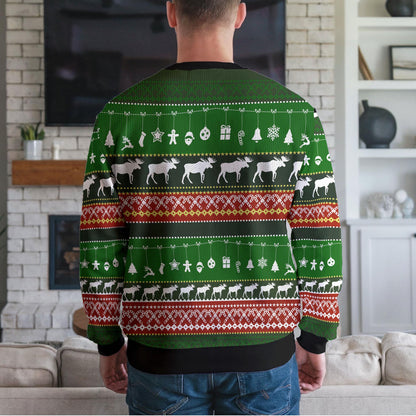 Merry Christmoose Ugly Christmas Sweater, Funny Moose Holiday Design