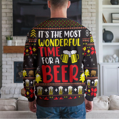 Santa Beer Ugly Christmas Sweater, Funny Drinking Santa Design