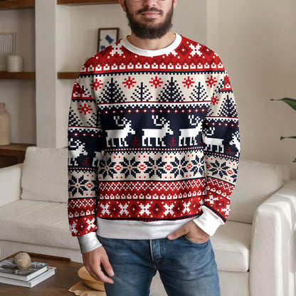 Reindeer Ugly Christmas Sweater, Nordic Deer Fair Isle Design