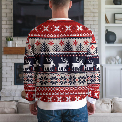 Reindeer Ugly Christmas Sweater, Nordic Deer Fair Isle Design