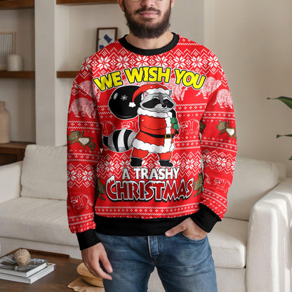 Trash Panda Raccoon Ugly Christmas Sweater, Funny Santa Raccoon Design